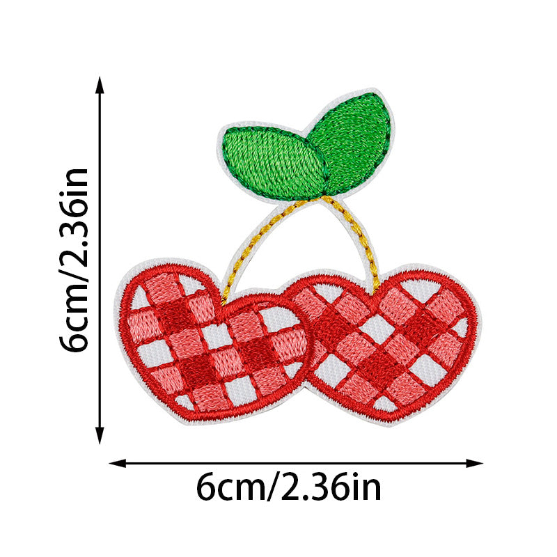 Wholesale  Cherry Embroidered Cloth Sticker No-sewing Girl' s Down et Patch Sticker Holes Sticker Large